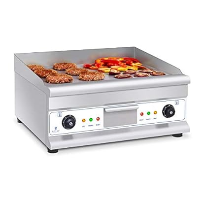 Royal Catering Elektrogrill Tischgrill Doppel Grillplatte RCG 60H2 (Länge: 60 cm, 2 x 3.200 W, glatte Heizfläche, 2 Heizzonen, Spritzschutz und Ablaufvorrichtung)