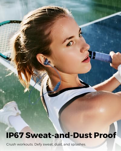 Image of SoundPEATS Q40 HD Sports Neckband Headphones with LDAC Hi-Res Audio & Bluetooth 6.0 Stable Connection, IP67 Waterproof Wireless Earbuds, 20H Playtime for Running Gym, Fast Charge Dual Pairing,Blue