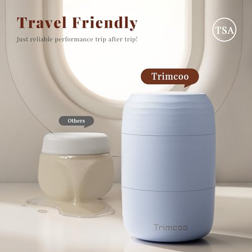 New Travel Toiletry Containers [Ultra Leakproof] TSA-Approved, PLA Hard Shell Jars with 5 Magnetic Labels, Wide Mouth Bottles for Lotion, Cleanser, Shampoo, Conditioner, Blue, 3 Pack, 2OZ3