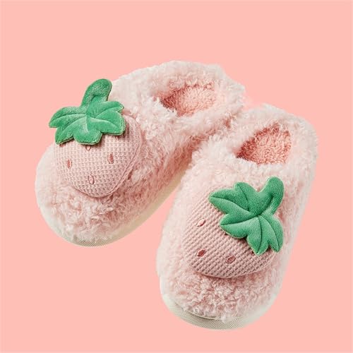 Baby Girl Shoes Toddler Girls Winter Slippers Cute Fruits Strawberry Print Warm House Slippers Girl Plush Fuzzy Slipper2