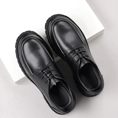 Men's Leather Platform Oxford Shoes Fashion Round Toe Non-Slip Lug Sole Lace-Up Business Dress Penny Loafers Casual Formal Work Shoes2