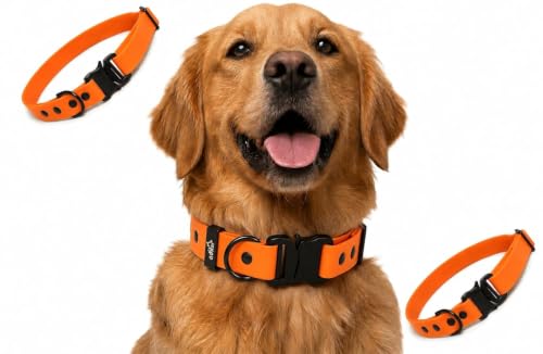 Image of Adil's Biothane Waterproof Dog Collar, Dog Leash & Collar Leash Combo | Heavy Duty TPU Coated Webbing | Adjustable Quick Release Buckle | Odour Resistant (Orange, M-18, Collar only)