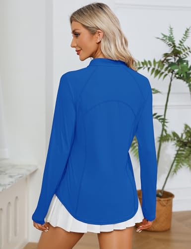 Image of LOMON Women Long Sleeve Shirts Sun Protection 1 /4 Zip Summer Quick Dry Hiking Shirts Quarter Zip Pullover for Women