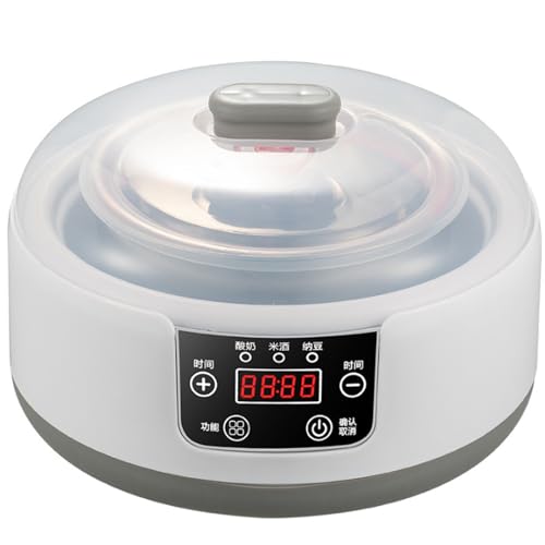 Serenitison Máquina para Hacer Yogur DIY,Yogurtera,Máquina Multifuncional Natto Máquina,con 5 Tarros de Vidrio,Maquina para Hacer Yogur Casero,para Hacer Yogur,Kéfir,Natto,21.6 * 15cm(1.2L)