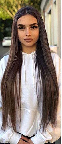 Image of Brown Wigs for Women Centre Parting 24 Inch Ombre Wig With Dark Roots Heat Resistant Synthetic Wig Natural Looking Wigs for Daily Party Use Wigcap & Comb