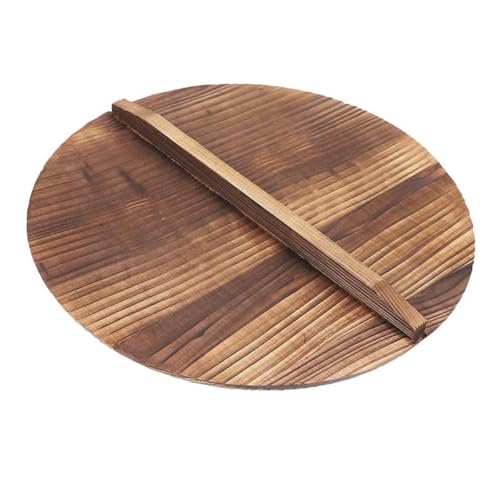 Milageto Tapa de Madera para sartén, Universal, Ligera, con asa, Anti-, para Uso doméstico, Redonda y Gruesa, 32cm