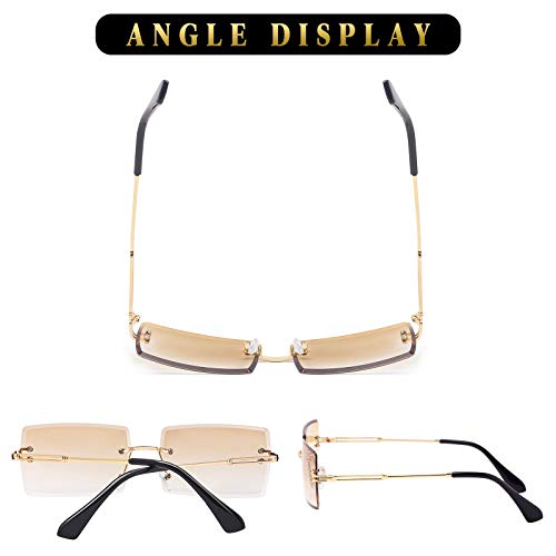 Image of Stylish Small Rectangle Sunglasses Women Men Tinted Frameless Eyewear Ultralight Candy Color Ocean Sun Glasses Shades NP1034