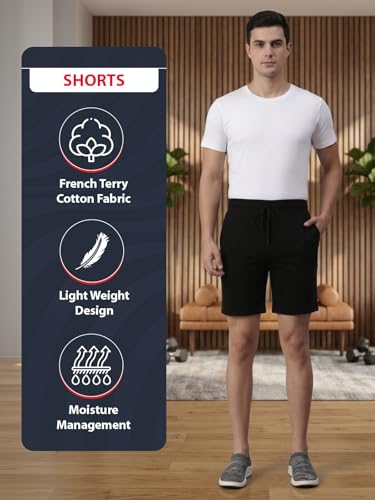 Image of Lux Cozi Men's Cotton Regular Fit Solid Shorts with Side Pockets | Shorts for Men | Pack of 1