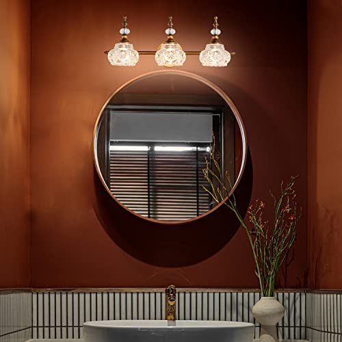 Djfhko Vintage Bathroom Vanity Light Fixtures 3 Light Bathroom Lighting Brass Vanity Light For Bathroom Vanity Lighting Fixtures #TOP3