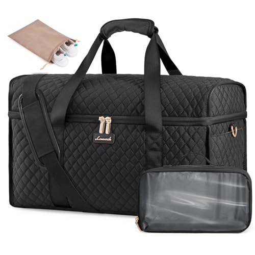 Image of LOVEVOOK Travel Duffle Bag, Weekender Bags For Women, Carry On Duffel Bags For Airplanes, Overnight Bag With Toiletry Bag, Hospital Bag for Labor and Delivery, Yoga Gym Bag with Wet Pocket, 3Pcs Set