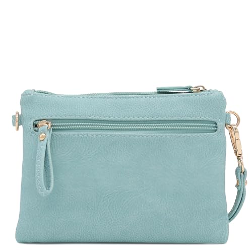 Image of FashionPuzzle Multi Zipper Pocket Small Wristlet Crossbody Bag