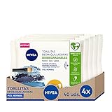 NIVEA Toallitas Desmaquilladoras Biodegradables Refrescantes (4 x 40 ud), toallitas desmaquillantes...