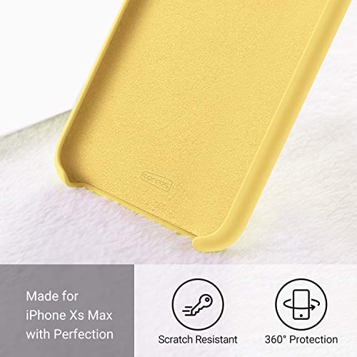Torras [Love Series] Iphone Xs Max Case 6.5 Inch, Liquid Silicone Gel Rubber Shockproof Case Soft Microfiber Cloth Lining Cushion Compatible With Iphone Xs Max 6.5" (2018), Yellow #TOP1