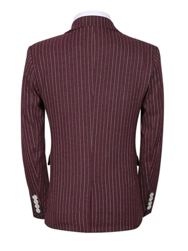 Men Striped Suit Three Piece Set One Button Jacket Vest Pants Business Boutique Formal Wedding Outfit3