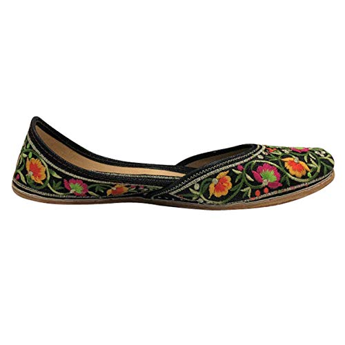 Stop n Style Punjabi Jutti for Women, Multicolor, Size 7 (Adult Women), Floral, Embroidery, Party, All Seasons, Flats, Leather Sole, Leather Insole, Non-Stretchable, Moderate Cushioning3
