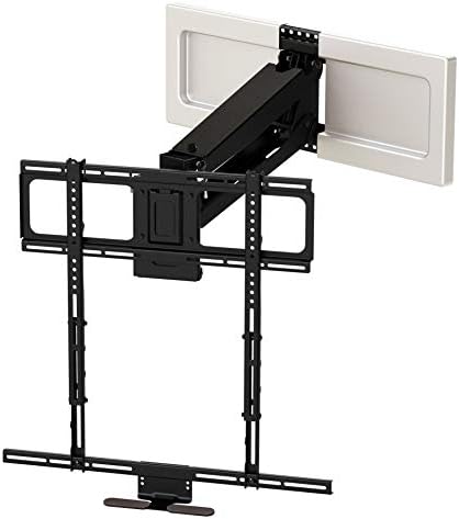MantelMount MM540 - Above Fireplace Pull Down TV Mount for 40" to 80" Screen TVs to 90 lbs, with Patented auto-straightening, Adjustable Stops, Heat Sensor Handles & Paintable Covers