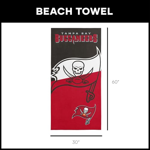 Image of Northwest NFL Tampa Bay Buccaneers Microfiber Beach Towel, 30 x 60 Inches - Quick Dry, Sand Resistant, Lightweight, Highly Absorbent, Incisor Design