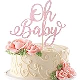 Rsstarxi 1 Pack Oh Baby Cake Topper Pink Glitter Baby Shower Cake Pick Decorations for Baby Baptism or New Baby Gender Reveal Kids Birthday Party Supplies