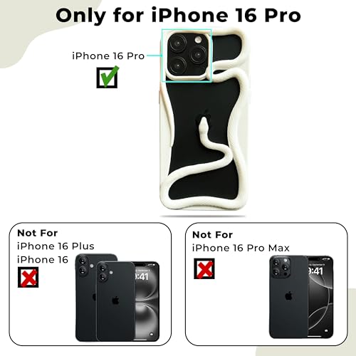 Image of Kraptick Slim iPhone 16 Pro Case - Thermoplastic Mobile Cover with Hollow Snake Design Phone Case Lightweight, Durable & Stylish Fit for iPhone 16 Pro -(Cream White)