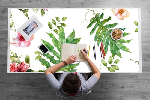Tapis de Bureau Fleurs et Feuilles pour Décorer l'Espace de Travail à la Maison