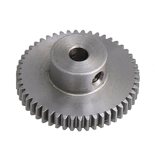RDEXP 45# Steel 0.5 Modulus 50T Teeth 4mm Bore Dia Metal Motor Pinion Gear Silver