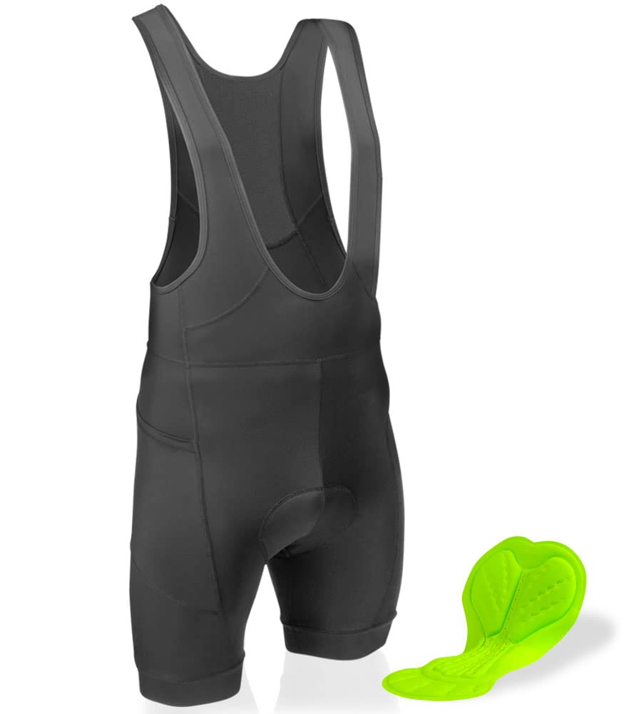 AERO|TECH|DESIGNS | Men's 3D Gel Padded Bike Bib-Shorts | Black | Large