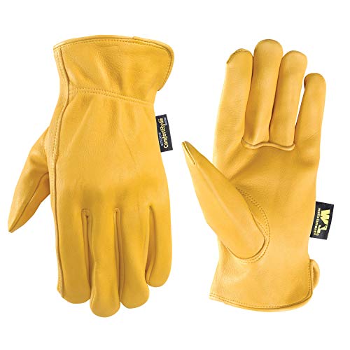 Wells Lamont Full Leather Men's Driving Gloves for Light-Duty Work, Extra Large 984XL