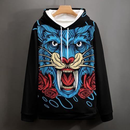 Sweat à Capuche Fleur De Léopard Bleue idéal en ville