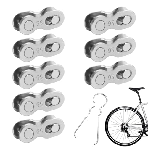 8 Pares Cadena de Eslabones para Bicicleta, 9 Velocidades Eslabón Cadena Bici de Acero, Eslabones de Bicicletas de Liberación Rápida Reutilizables, para Mountain Bike, Sportbike, Accesorios Bicis