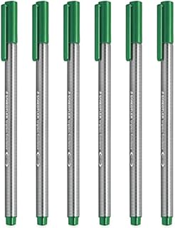 STAEDTLER 334 Triplus Fineliner Superfine Point Pens - 0.3mm - Green - Pack of 6