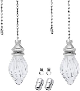 SPTwj 2 Pack Light Pull Chain Extension with Ball Chain 100cm Length for Bathroom Toilet Light/Ceiling Light Fan Switch Weight Blind Pull Cord Handle Chrome with Crystal Pendant