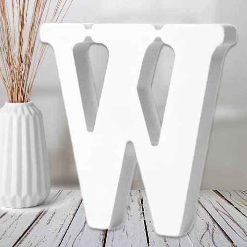AOCEAN 6 Inch White Wood Letters - Unfinished Wood Letters for Wall Christmas Decor Standing Letters Slices Sign Board Decoration for Xmas Home Party Projects (W)