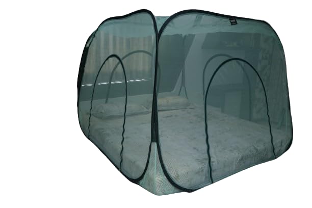 Sukoon Double Bed Foldable Mosquito Net | Nylon 60GSM Strong Net | 6ft X 6ft Tent Type Square Pattern | Four Side Doors | Portable Mosquito net for Bed | Spring Metal Wires | for Indoor Use. (Green)-image-37
