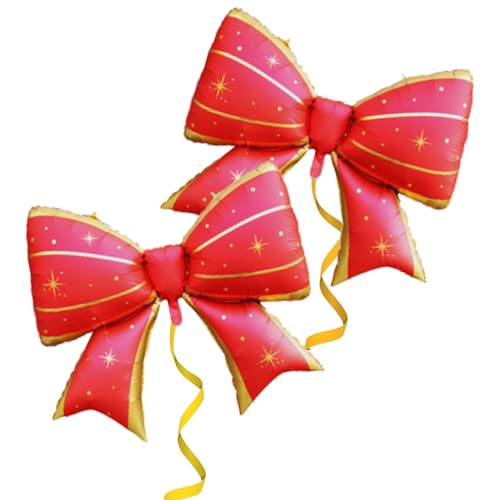 Image of 36 Inches Bow Foil Balloon Huge Bowtie Red gold Balloon for Baby Shower, Wedding, Kids Theme Party Decoration (Gold 2)