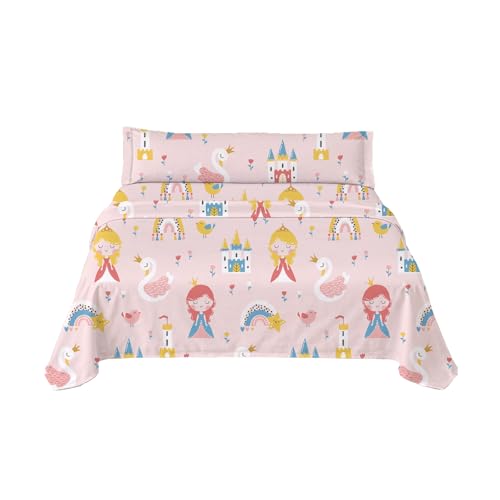 Homeya - Juego De Sábanas Infantil Cama 105 - Juego De Sábana Verano 3 Piezas, 1 Sábana Bajera 105x190, 1 Encimera 175x260 Y 1 Funda De Almohada 45x125
