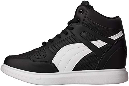 CALTO Men's Invisible Height Increasing Elevator Shoes - Black Leather Lace-up High-top Fashion Sneakers - 3.8 Inches Taller - H71901 - Size 9 D(M) US3