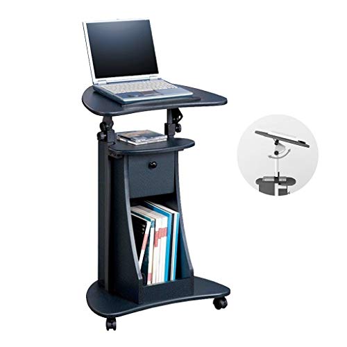 Stand-Up Escritorio De La Computadora,Escritorio Móvil Conferencia De La Mesa Conferencia Elevable Tabla Notebook Mesilla De Noche para Hacer Su Vida Más Saludable,Negro,55 * 40 * 80~116cm