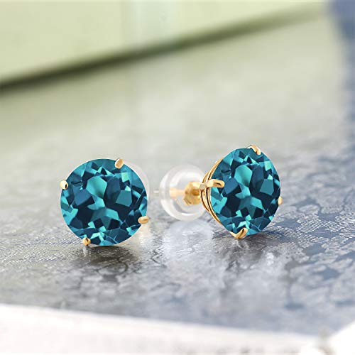 Gem Stone King 14K Yellow Gold 8MM Round Gemstone Birthstone Stud Earrings | Gold Earrings For Women Men2
