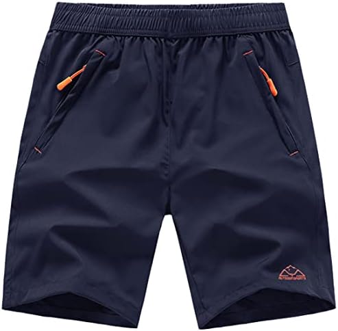 TBMPOY Men's Hiking Running Shorts with Pockets Athletic Outdoor Sports Gym Running Short Zipper Pockets Dark Blue/Red L