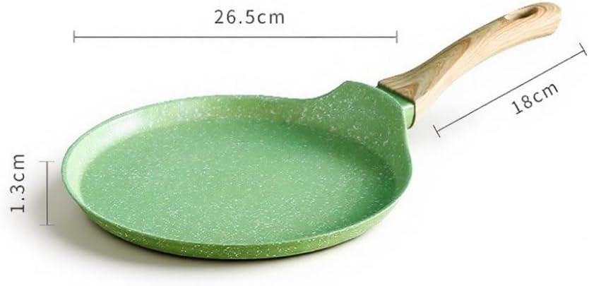 Making Nonstick Mille Crepe Pan, Maifan Stone Even Heating Skillet, Food-Grade Flat Frying Pan for Home Baking(26.5CM green)