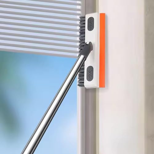 Image of Magic Broom Silicone Floor Wiper - Heavy Duty, Durable & Efficient Floor Cleaning Tool Stainless Steel Extendable Handle Bathroom and Kitchen Squeegee Wiper(Multicolor) (Orange 3 in 1 Wiper)