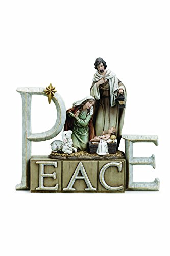 Peace Holy Family Nativity 9 x 8 Inch Resin Tabletop Nativity Scene Christmas Figurine