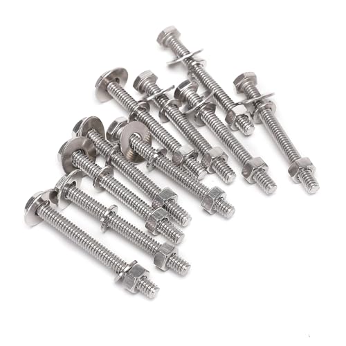 Qxskslh 1/4-20 X2-1/2 Complete Set Hex Head Screw Bolts,Nuts,Fender Flat Washers,Split Lock Washers,Fully Threaded cover