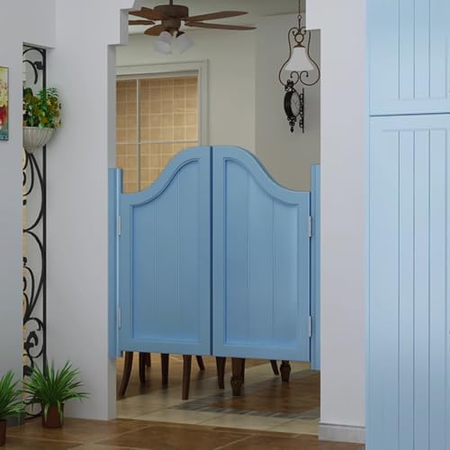 Double Swing Solid Wood Cafe Doors - 180° Opening for Kitchen, Bar, Porch, Stairs - Dark Blue, W90xH80cm (36"x32") - Durable, Stylish, Easy Installation
