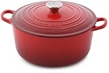 LE CREUSET 21001240602461 - Cocotte Redonda de Hierro colado esmaltado, 4,20 l, para 4/6 Personas, 24 cm de diámetro, Color Cereza
