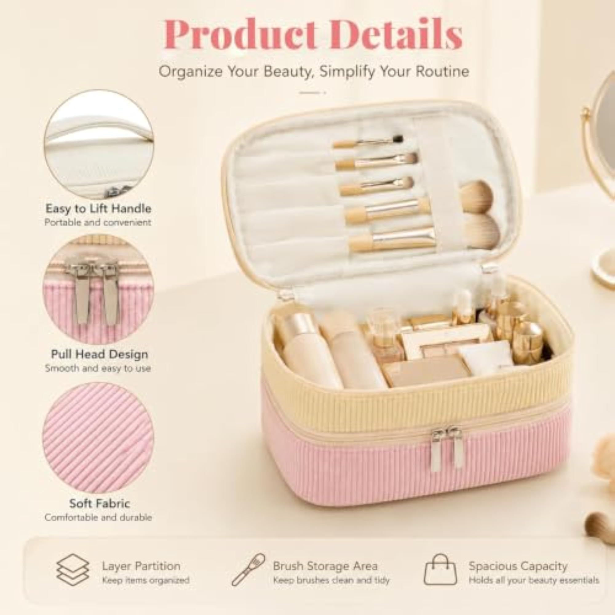 Double Layer Large Cosmetic Bag for Toiletries