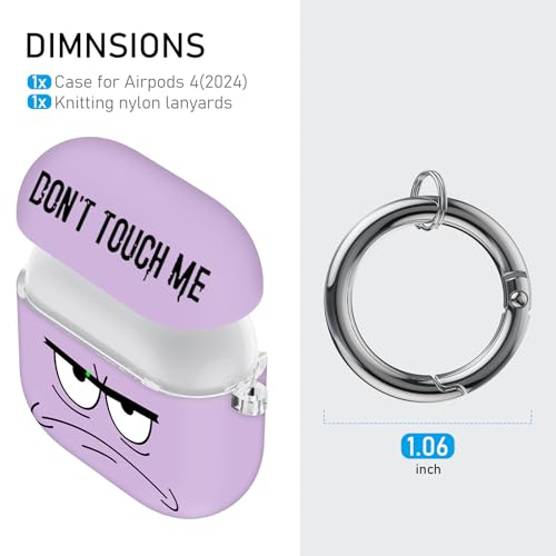Image of for Apple Airpods 4th Generation Case Cover(2024),Don't Touch Me for Airpods 4 Cover with Keychain /Lanyard Soft Cute Shockproof Covers for Women Men Compatible AirPod 4 Case,Lavender