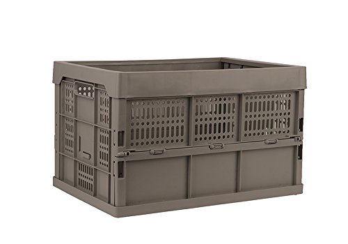 Delight 52 Liter Collapsible Heavy Duty Storage Bin/Container, Grated Wall Utility Basket Tote, Grey #TOP9