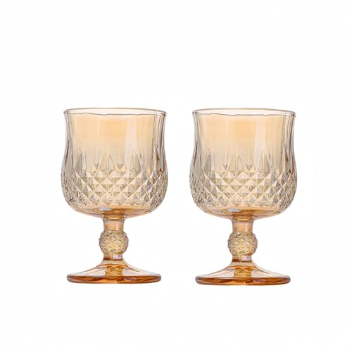 Zomaki 縦縞模様の高脚グラス 2個セット / 4個セット 150ml アウトドア 子供用 家庭用 パーティー 可愛くておしゃれ ワイン グラス 白ワイン カクテル グラス 高温耐性 ガラス製 デザートカップ キャンプ用 ギフト ジュース 冷たい飲み物