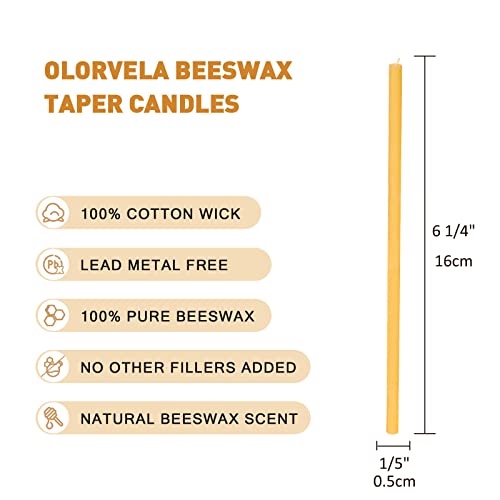 Olorvela Beeswax Candles Bulk Candle Sticks - Church Candles, Thin Beeswax Candles Tall Birthday Candles, 100Pcs 6.3" Hanukkah Menorah Shabbat Prayer Candles (Gold) #TOP1